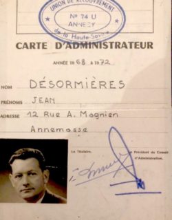 Carte d'administrateur de Jean Désormières