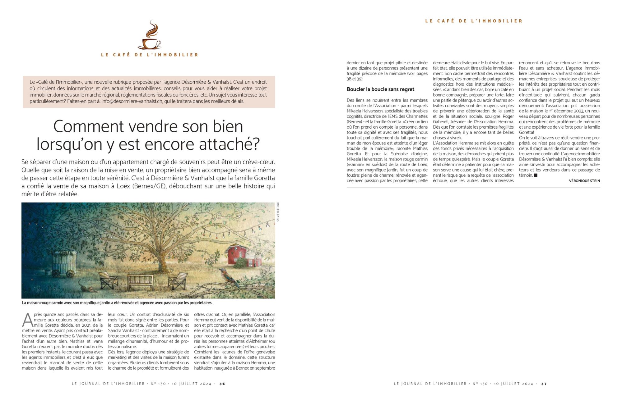 Article de notre chronique Le Café de l'Immobilier: Comment vendre son bien lorsqu'on y est encore attaché? avec l'agence immobilière Désormière & Vanhalst_illustration sylvie Bleeckx