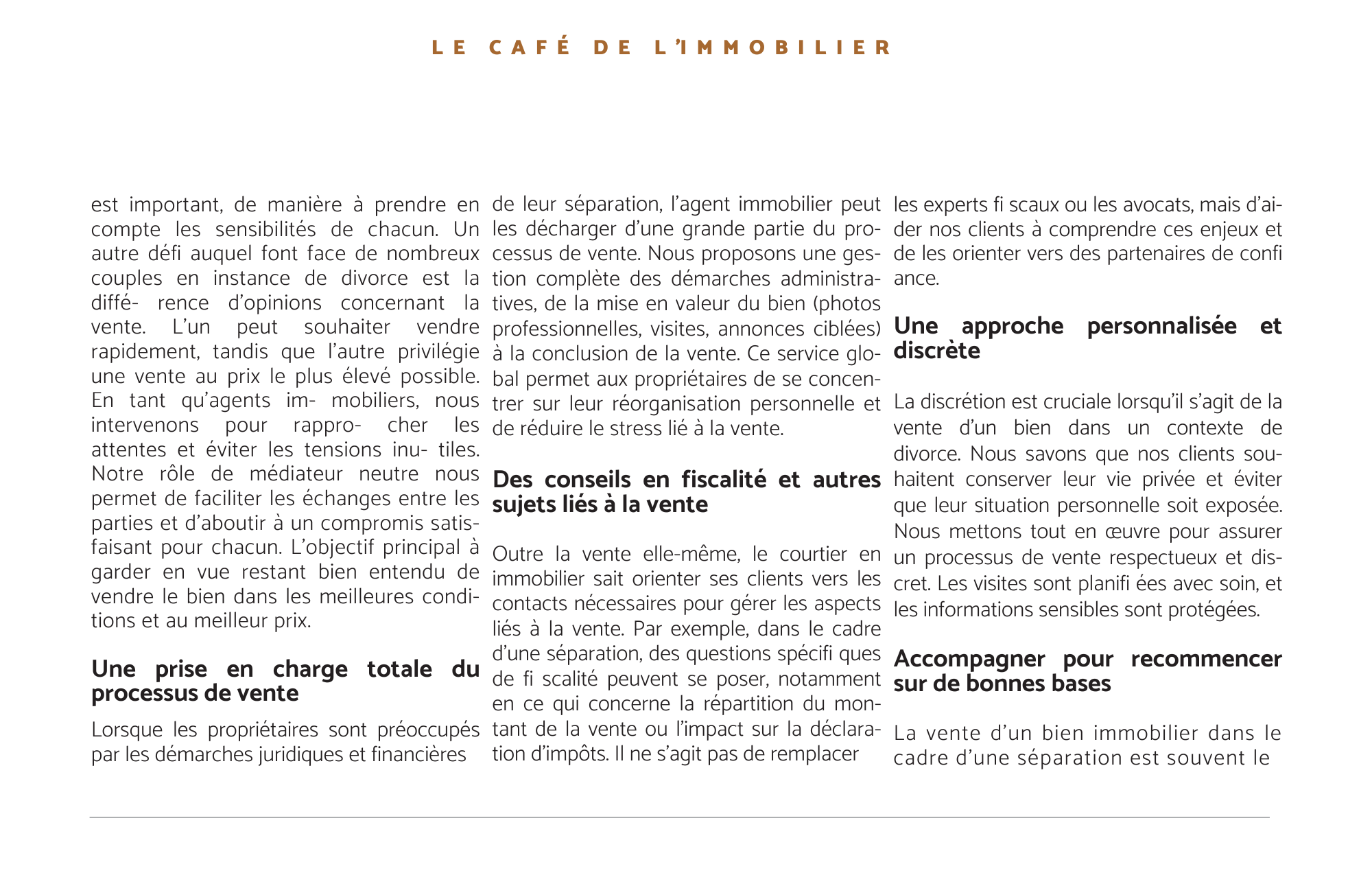 Vendre son domicile quand on divorce, article de la chronique "Le Café de l'Immobilier" par Désormière et Vanhalst, publié dans Le Journal de l'Immobilier_vedette